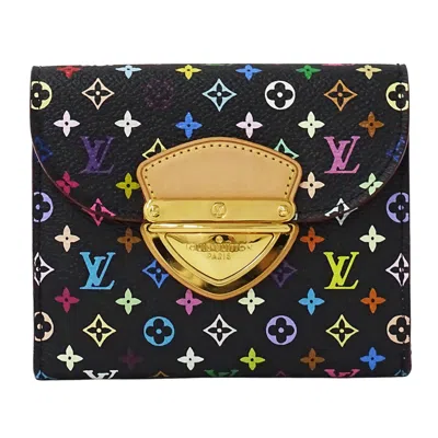 Pre-owned Louis Vuitton Black Multi-color Noir Purple Violet Monogram Multicolore Wallet (bi-fold) ()