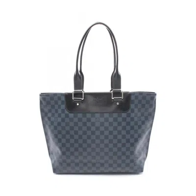 Pre-owned Louis Vuitton Black Navy Coated Canvas Tote Bag ()