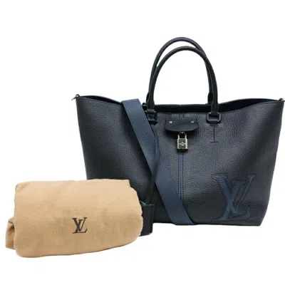 Pre-owned Louis Vuitton Black Navy Leather Tote Bag () In Black, Navy