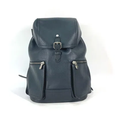 Pre-owned Louis Vuitton Black Navy Navy Blue Utah Leather Backpack () In Black, Navy, Navy Blue