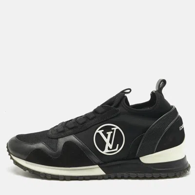 Pre-owned Louis Vuitton Black Neoprene And Suede Run Away Sneakers Size 38