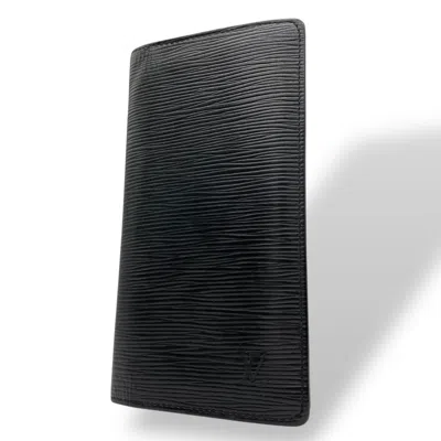 Pre-owned Louis Vuitton Black Noir Epi Leather Long Wallet (bi-fold) ()