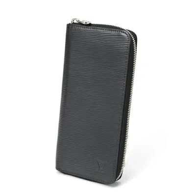 Pre-owned Louis Vuitton Black Noir Epi Leather Long Wallet (bi-fold) () In Black, Noir