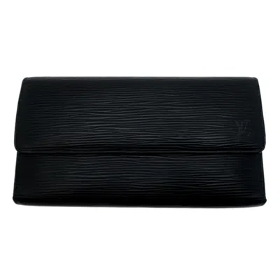 Pre-owned Louis Vuitton Black Noir Epi Leather Long Wallet (tri-fold) ()