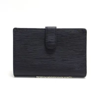 Pre-owned Louis Vuitton Black Noir Epi Leather Middle Wallet (bi-fold) ()