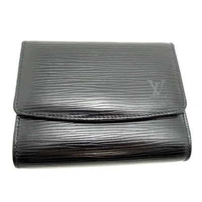 Pre-owned Louis Vuitton Black Noir Epi Leather Wallet (tri-fold) () In Black, Noir