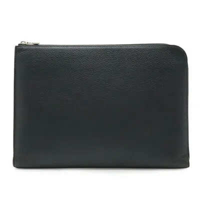 Pre-owned Louis Vuitton Black Noir Leather Clutch Bag Pochette ()