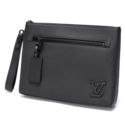 Pre-owned Louis Vuitton Black Noir Leather Clutch Bag Pouch ()