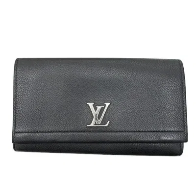 Pre-owned Louis Vuitton Black Noir Leather Long Wallet (bi-fold) ()