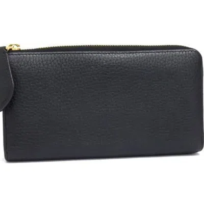 Pre-owned Louis Vuitton Black Noir Leather Long Wallet (bi-fold) ()