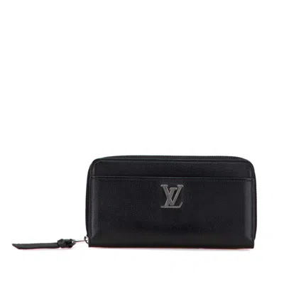 Pre-owned Louis Vuitton Black Noir Leather Long Wallet (bi-fold) ()