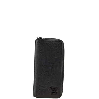 Pre-owned Louis Vuitton Black Noir Leather Long Wallet (bi-fold) ()