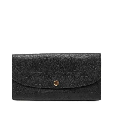Pre-owned Louis Vuitton Black Noir Leather Long Wallet (bi-fold) ()