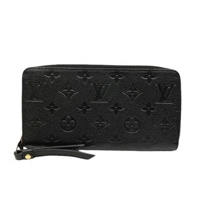 Pre-owned Louis Vuitton Black Noir Leather Long Wallet (bi-fold) () In Black, Noir