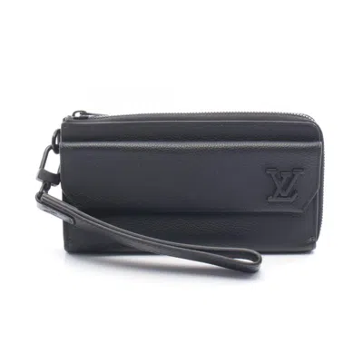 Pre-owned Louis Vuitton Black Noir Leather Long Wallet (bi-fold) ()