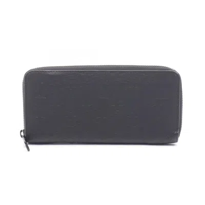 Pre-owned Louis Vuitton Black Noir Leather Long Wallet (bi-fold) ()
