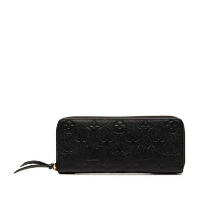 Pre-owned Louis Vuitton Black Noir Leather Long Wallet (bi-fold) ()