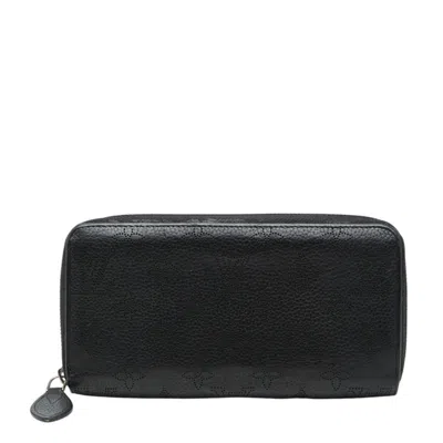 Pre-owned Louis Vuitton Black Noir Leather Long Wallet (bi-fold) ()