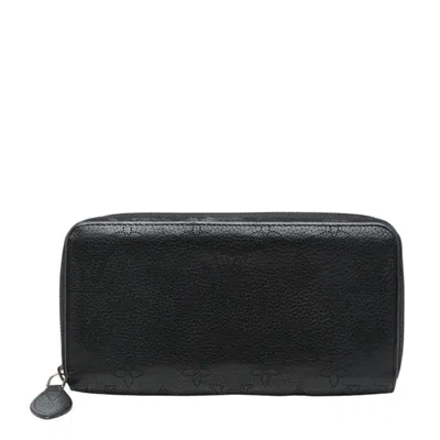 Pre-owned Louis Vuitton Black Noir Leather Long Wallet (bi-fold) ()