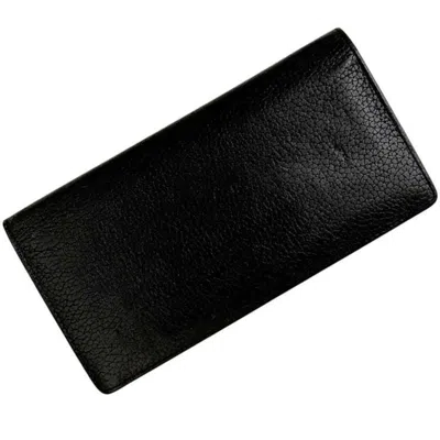 Pre-owned Louis Vuitton Black Noir Leather Long Wallet (bi-fold) ()