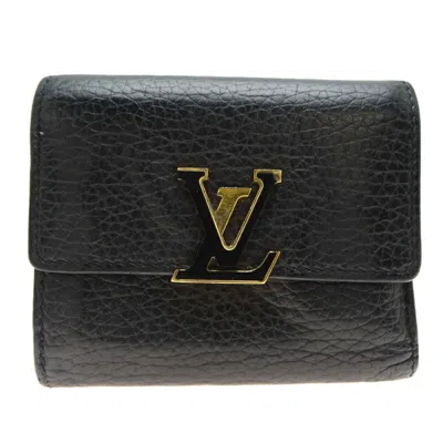 Pre-owned Louis Vuitton Black Noir Leather Wallet (tri-fold) ()