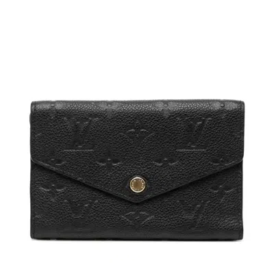 Pre-owned Louis Vuitton Black Noir Leather Wallet (tri-fold) ()