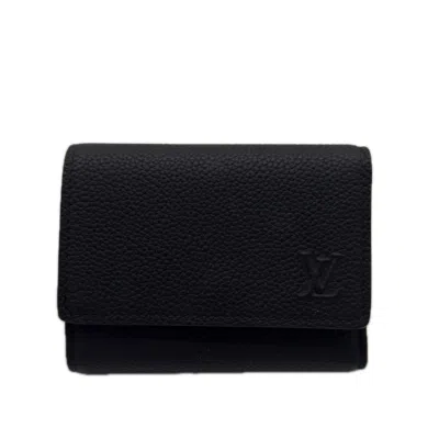 Pre-owned Louis Vuitton Black Noir Leather Wallet (tri-fold) () In Black, Noir