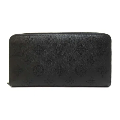 Pre-owned Louis Vuitton Black Noir Mahina Leather Leather Long Wallet (bi-fold) ()