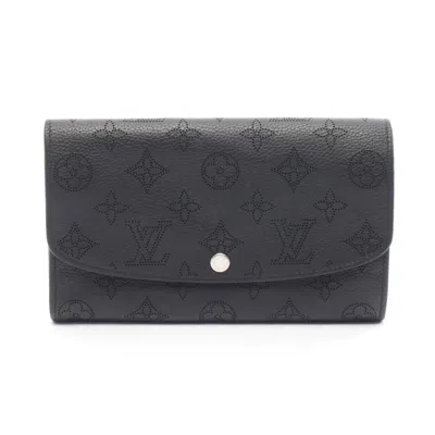 Pre-owned Louis Vuitton Black Noir Mahina Leather Leather Long Wallet (bi-fold) ()