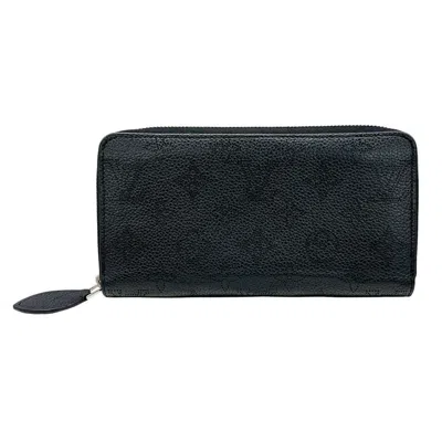 Pre-owned Louis Vuitton Black Noir Mahina Leather Long Wallet (bi-fold) ()