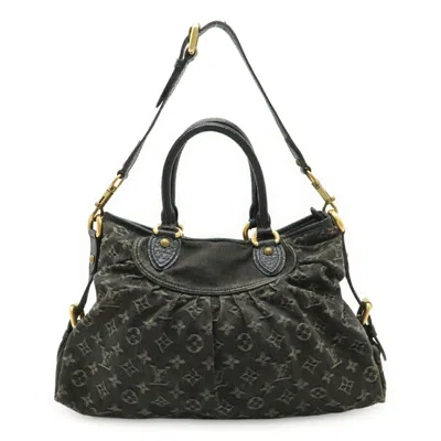 Pre-owned Louis Vuitton Black Noir Monogram Denim Shoulder Bag Tote Bag ()