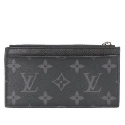 Pre-owned Louis Vuitton Black Noir Monogram Eclipse Taiga Leather Coin Purse/coin Case ()