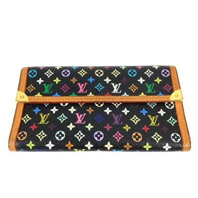 Pre-owned Louis Vuitton Black Noir Monogram Multicolore Long Wallet (tri-fold) ()