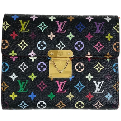 Pre-owned Louis Vuitton Black Noir Monogram Multicolore Wallet (tri-fold) ()