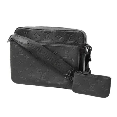 Pre-owned Louis Vuitton Black Noir Monogram Shadow Shoulder Bag ()