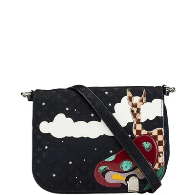 Pre-owned Louis Vuitton Black Noir Satin Leather Shoulder Bag ()