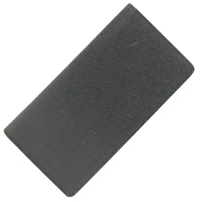 Pre-owned Louis Vuitton Black Noir Taiga Leather Long Bill Wallet (bi-fold) ()