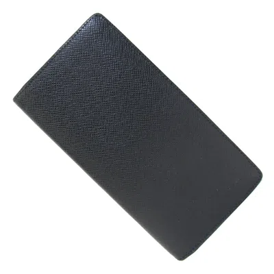 Pre-owned Louis Vuitton Black Noir Taiga Leather Long Wallet (bi-fold) ()