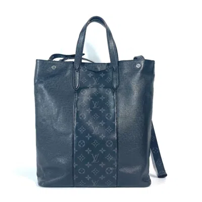 Pre-owned Louis Vuitton Black Noir Taiga Leather Monogram Eclipse Canvas Leather Handbag Shoulder Bag Tote Bag