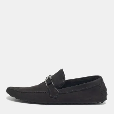 Pre-owned Louis Vuitton Black Nubuck Leather Monte Carlo Loafers Size 44