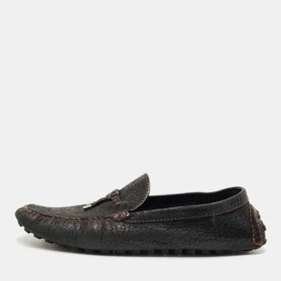 Pre-owned Louis Vuitton Black Nubuck Leather Monte Carlo Loafers Size 45
