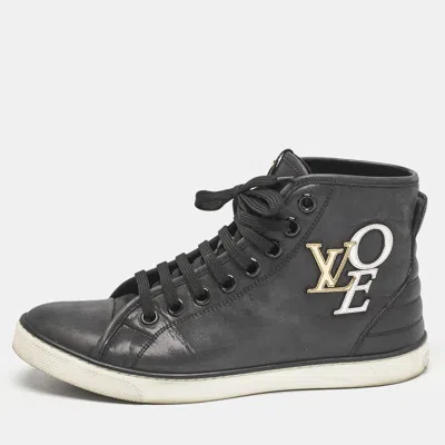 Pre-owned Louis Vuitton Black Nubuck Punchy Love Patch High Top Trainers Size 36