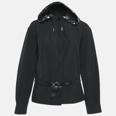 Pre-owned Louis Vuitton Black Nylon And Cotton Detachable Hoodie Button Front Jacket S