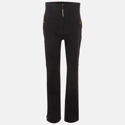 Pre-owned Louis Vuitton Black Nylon Straight Fit Trouser L