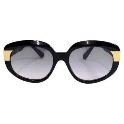Pre-owned Louis Vuitton Black Oversized Oval Sunglasses With Gold Hardware