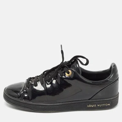 Pre-owned Louis Vuitton Black Patent Frontrow Sneakers Size 35