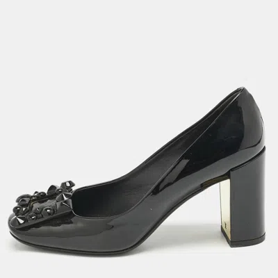 Pre-owned Louis Vuitton Black Patent Leather Block Heel Pumps Size 36