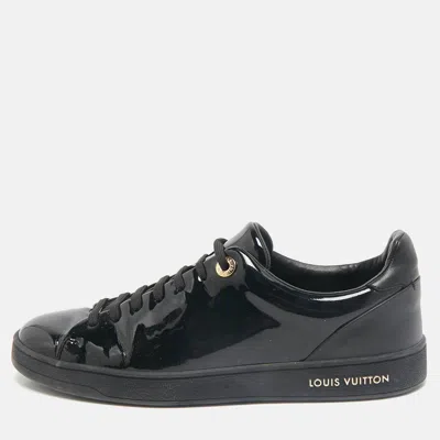Pre-owned Louis Vuitton Black Patent Leather Frontrow Low Top Trainers Size 38