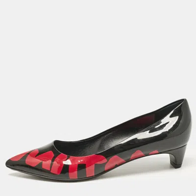 Pre-owned Louis Vuitton Black Patent Leather Graffiti Pointed Toe Pumps Size 35.5