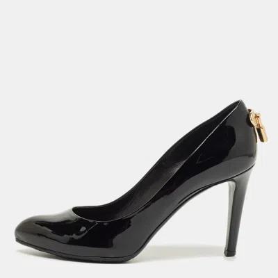 Pre-owned Louis Vuitton Black Patent Leather Lock It Pumps Size 36.5
